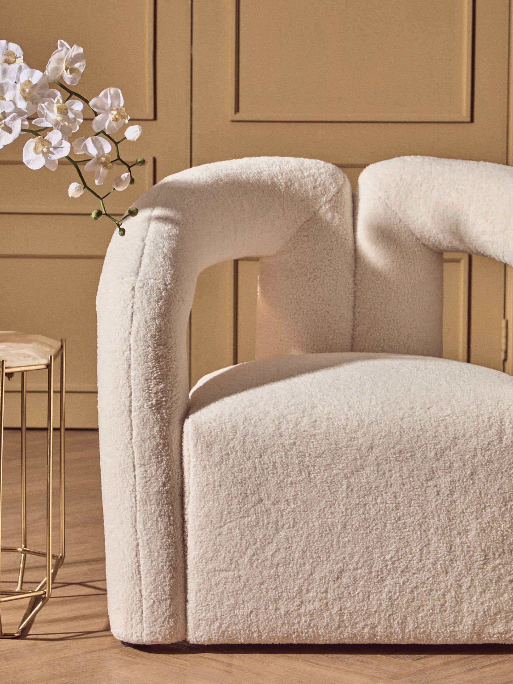 Diana Ivory Boucle Statement Chair