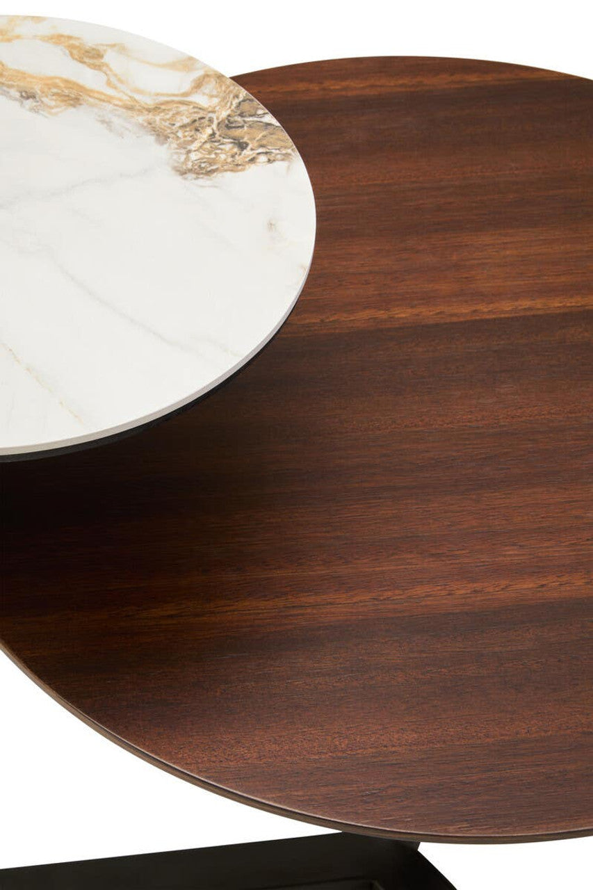 Regalia 2 Tier Round Veneer and Ceramic Coffee Table