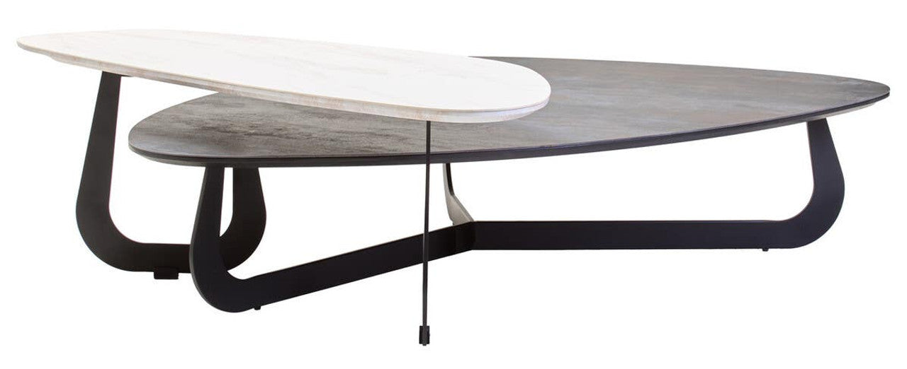 Regalia 2 Tier Large Asymmetrical Ceramic Coffee Table