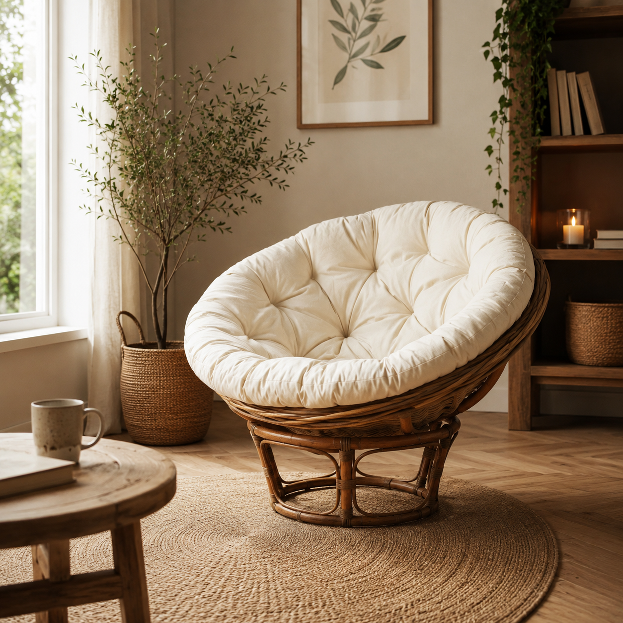 Marano Round Rattan Chair With Cream Cushion