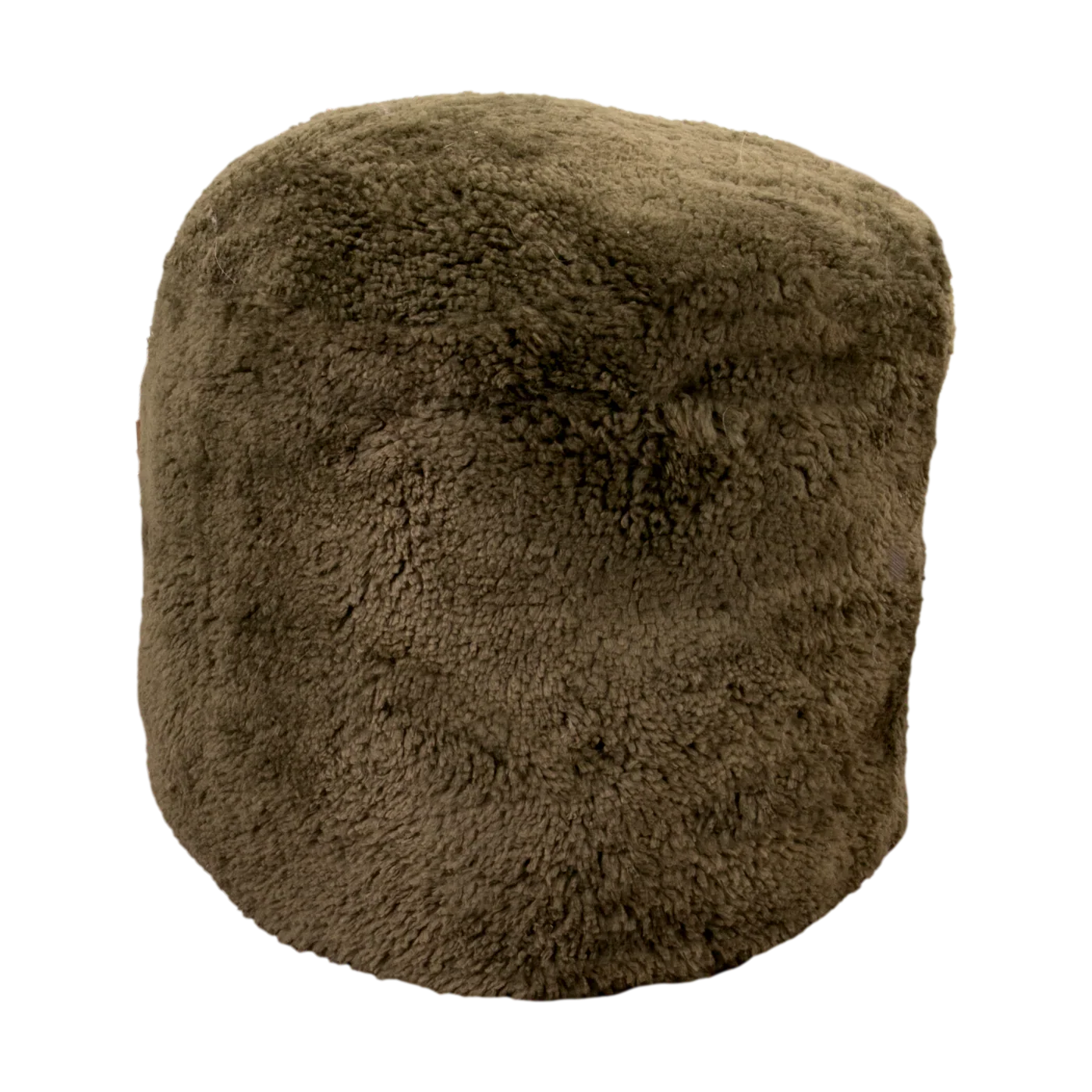 Short Pile Sheepskin Khaki Green Footstool Pouffe